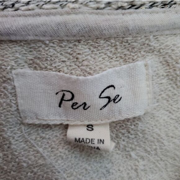 Per Se Creme/Gray Crewneck Pocket Detail Long Sleeve Sweater - Picture 6 of 7
